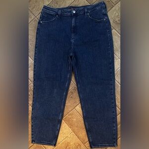 Guess Women's High Rise Jeans - Dark Blue Pinstripe